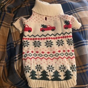 Hearth & Hand Festive Dog Sweater - Cream and Red
